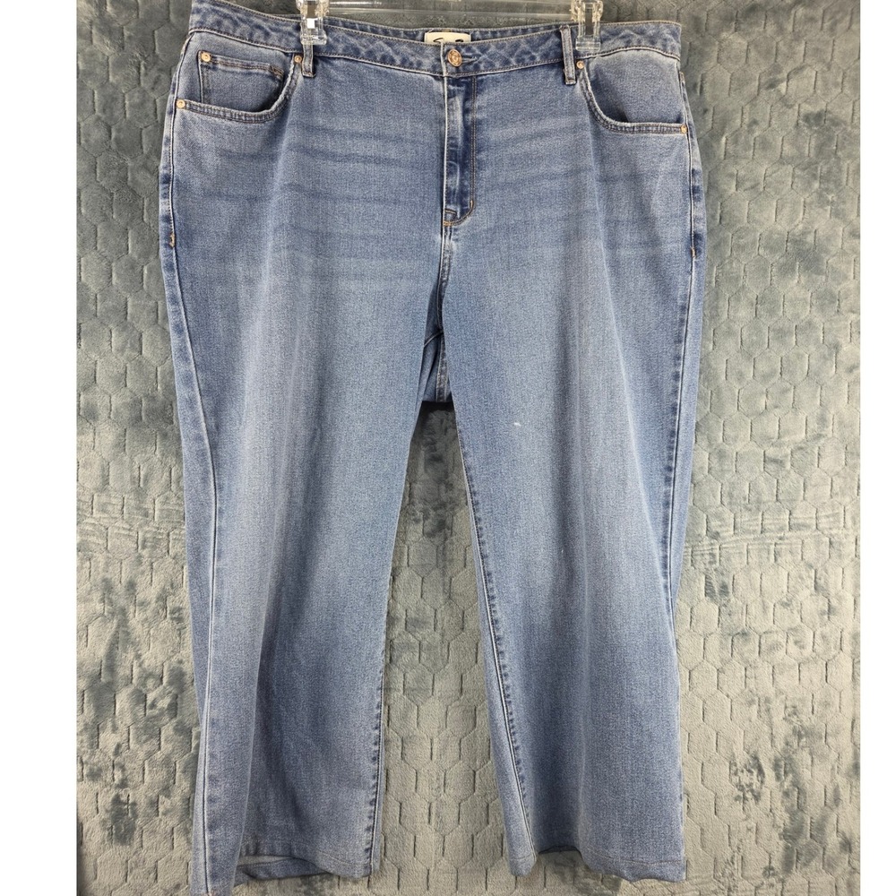 Seven7 Loose Straight Jeans Women's 20W Medium‎ Wash Blue Denim Relaxed Fit